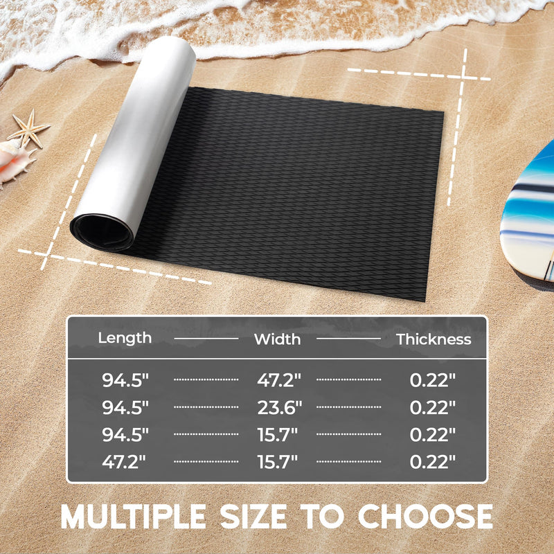 FOCEAN Boat Flooring - EVA Foam Sea Boat Decking Small Diamond Marine Deck Mats for Bass Boats Pontoon Boats Jon Boats RV Yacht Kayak Floor Black 94" * 15"