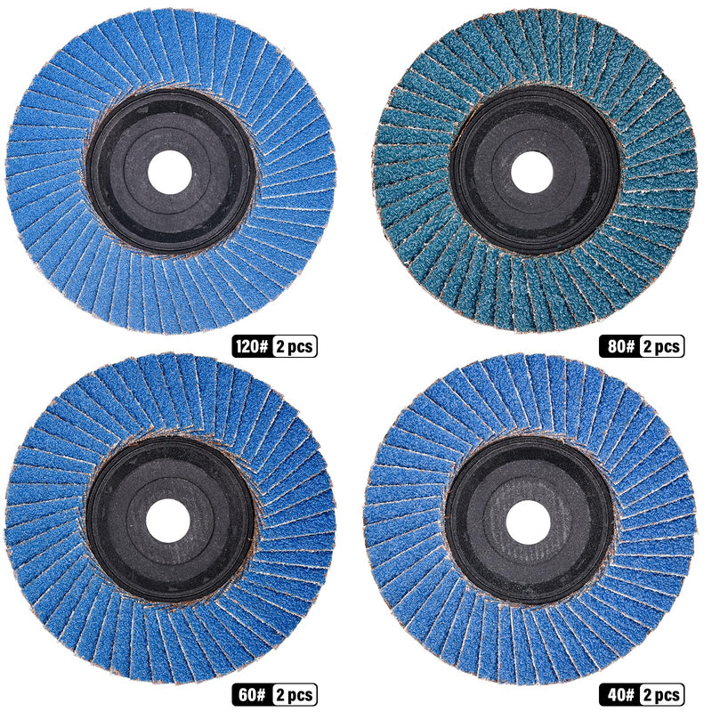 8 piece serrated washers, diameter 76 mm x 10 mm, 40 60 80 120 grit set | Sanding Discs and Sanding Mop Discs for Metal, Steel and Wood, Slat Discs for Angle Grinders and Polishing Machines 76mm K40 K60 K80 K120 8