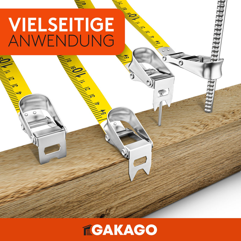 Gakago tape measure 100m - 3-fold translation tape measure with folding lever - ergonomic & non-slip tape measure handle - tape measure roll with measuring point marking tip and flexible measuring hook 100 meters
