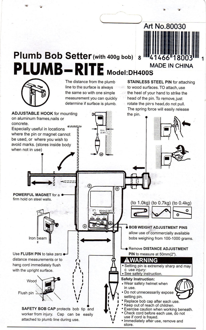 Swordfish 80030 - Plumb-Rite Plumb Bob Setter with 400g (14oz) Bob