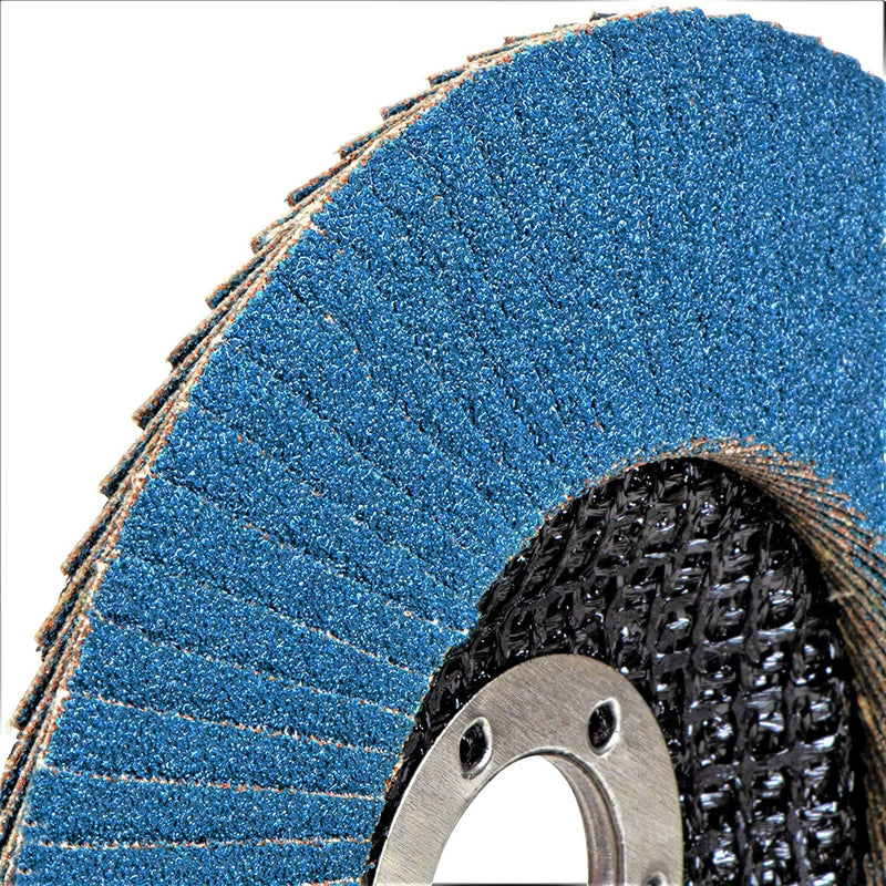 Professional fan discs, blue, pack of 10, diameter 125 mm, grain 80, stainless steel sanding discs, lamellar discs Ø 125 mm
