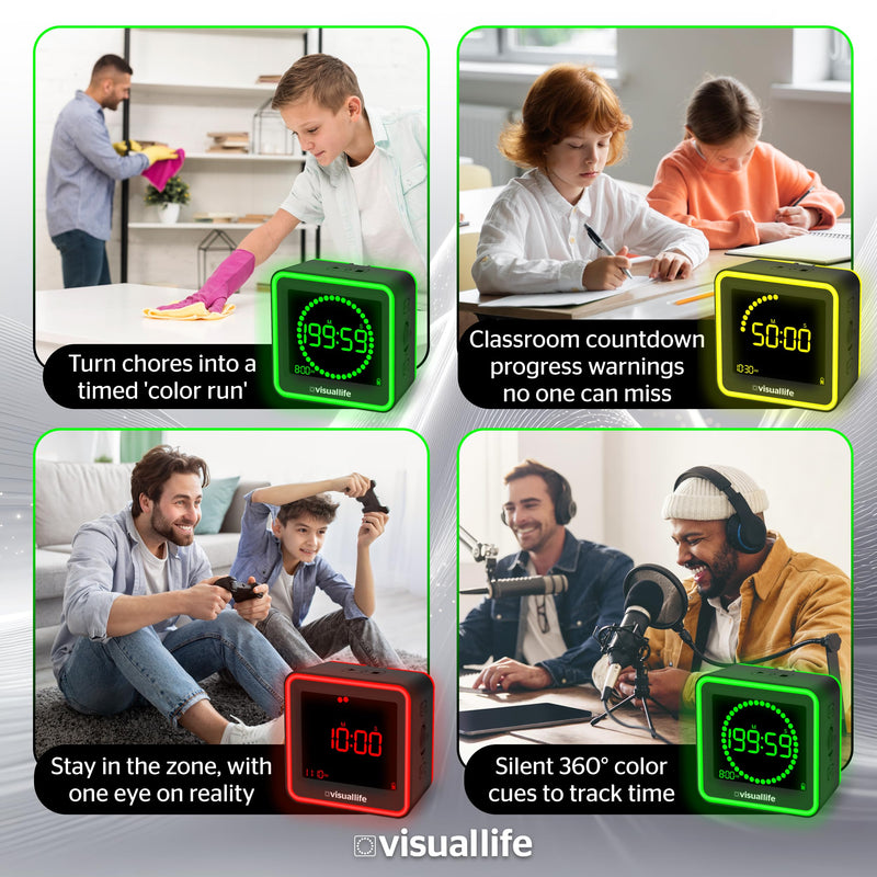 Visual Timer for Kids, Adults, ADHD, Autism & Dyslexia - New Timed Color Cues Anchor Focus, Track Progress & Guide Transitions - For Home, Teacher Classrooms, Homeschool, Business & Groups