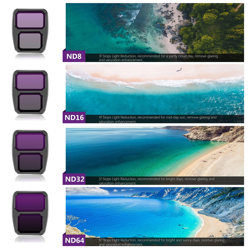 STARTRC ND Filters Set for DJI Air 3 Accessories,6Pack Filters-(UV, CPL, ND8, ND16, ND32, ND64,) (Aluminum Version)
