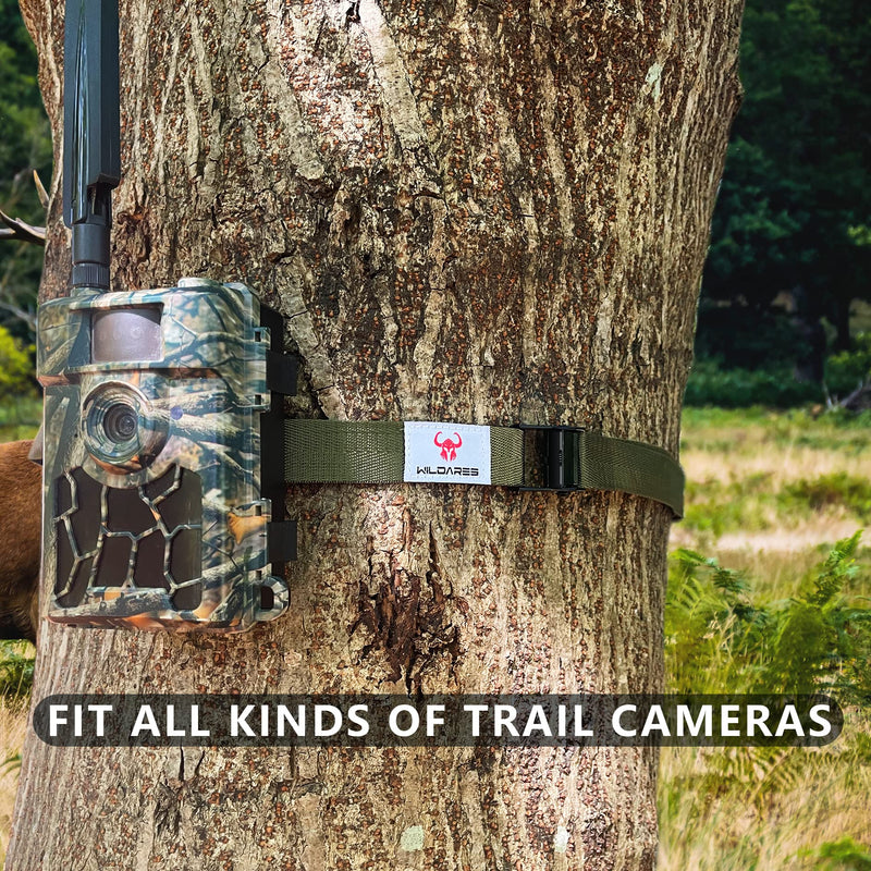 1" x 6.6' Trail Cam Strap,Trail Camera Strap,1800 lbs,Heavy-Duty Game Camera Strap,Tree Belts,Durable Nylon Fiber,Long-Lasting Alloy Buckle,Pack of 2 Army Green 2Pcs