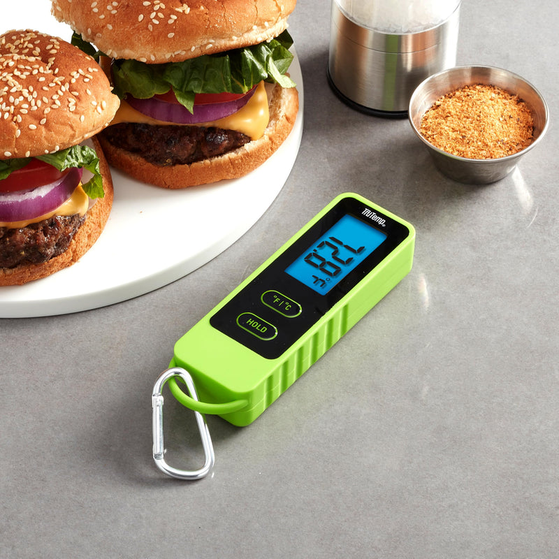Taylor TruTemp Compact Digital Folding Meat Thermometer with Carabiner Clip for Grilling, BBQ, Kitchen, and Griddle, Kitchen Gadget Essential and Food Thermometer, Gift for Dad, Him, and Men, Green