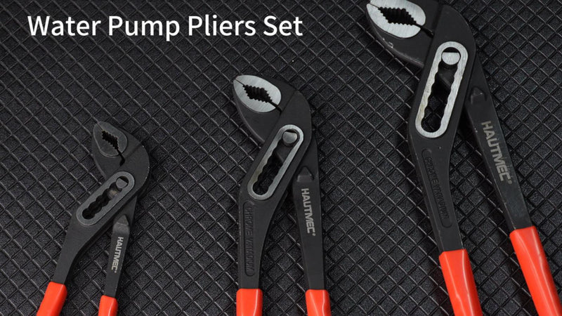HAUTMEC 3PCS Water Pump Pliers Set, Fast Adjustable Tongue and Groove Joint Pliers Tool Set, Self-Locking Groove, CRV Steel V-Jaw & Comfort Grip, Wider Opening & 7 Positions, 7/10/12 Inch for Plumbing HT0323