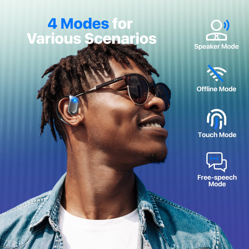 AI Language Translator Earbuds, OWS Real-Time 3-in-1 Translation Earbuds 144 Languages & Accents, Translation Device for Travel Business Learning, Black