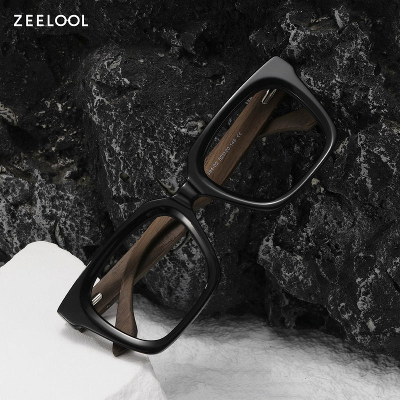 Zeelool Square Blue Light Glasses for Men Non Prescription Eyeglasses Frames Fashion Eyewear Glasses with Spring Hinges Black Clear Lens