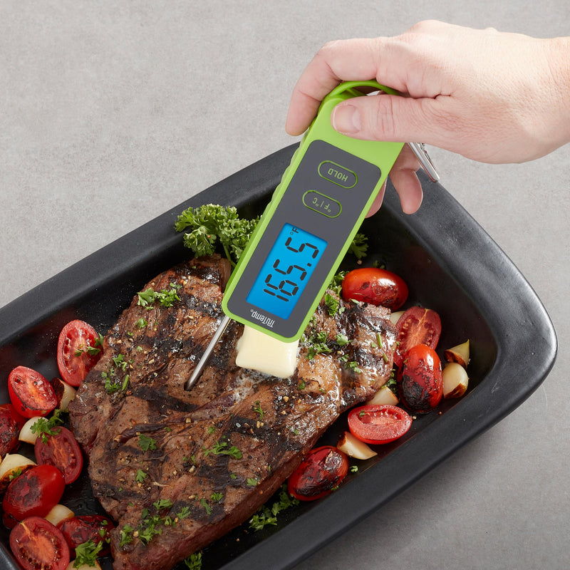 Taylor TruTemp Compact Digital Folding Meat Thermometer with Carabiner Clip for Grilling, BBQ, Kitchen, and Griddle, Kitchen Gadget Essential and Food Thermometer, Gift for Dad, Him, and Men, Green