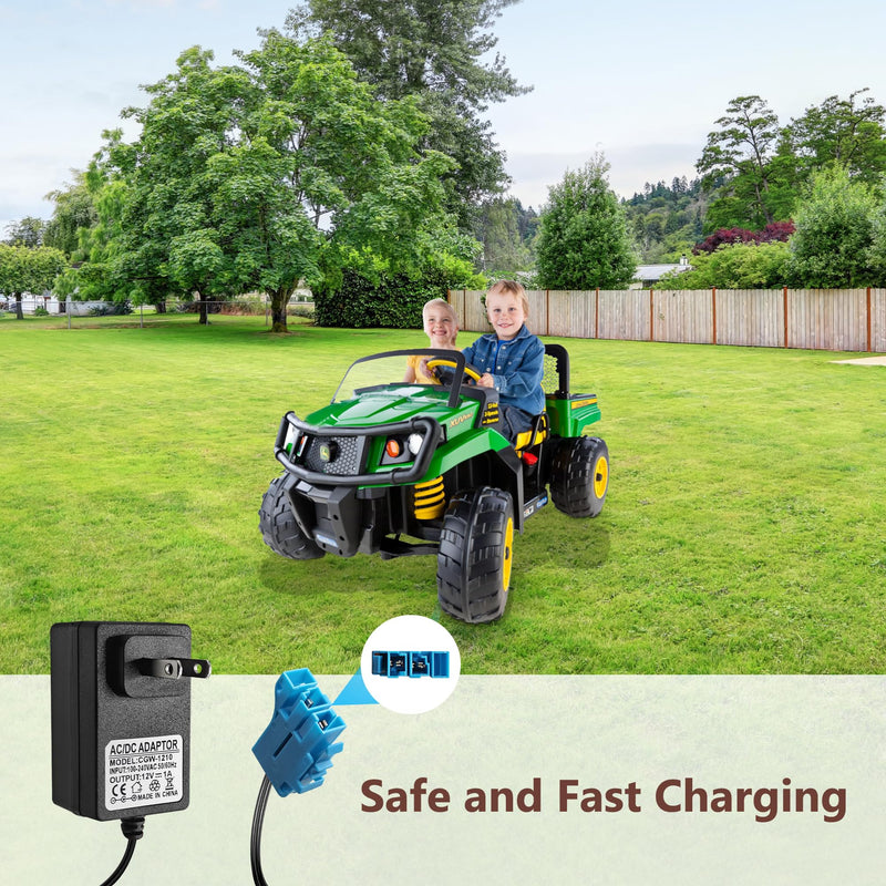 12 Volt Power Wheels Charger Compatible with Peg Perego 12 Volt Battery for John Deere Ground Force Tractor, John Deere Gator XUV Polaris RZR 900 Powered Ride On Car, 12V Charger for Kids Ride on Car