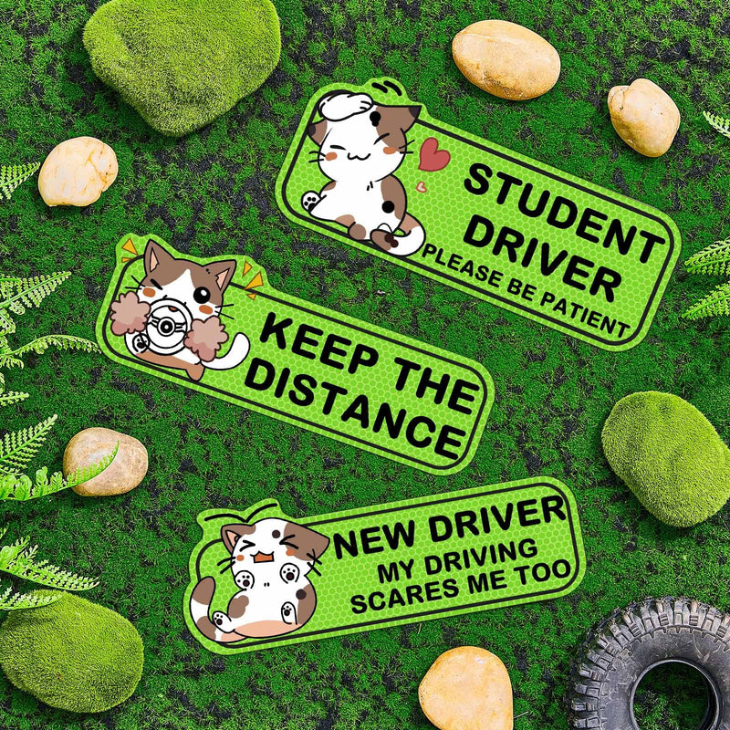 3 Pcs Student Driver Car Magnet Large, 9 Inch New Driver Magnet for Car, Reflective Student Driver Sticker, Reusable Car Bumper Sticker, Please Be Patient Keep Distance Safety Sign