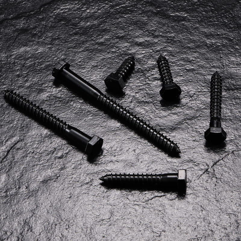 3/8" x 3" Hex Head Lag Screws Bolts 20Pcs 304 Stainless Steel 18-8, Partial Thread, Hexagon Head Wood Screws by Black Oxide by SG TZH 20 3/8" x 3"