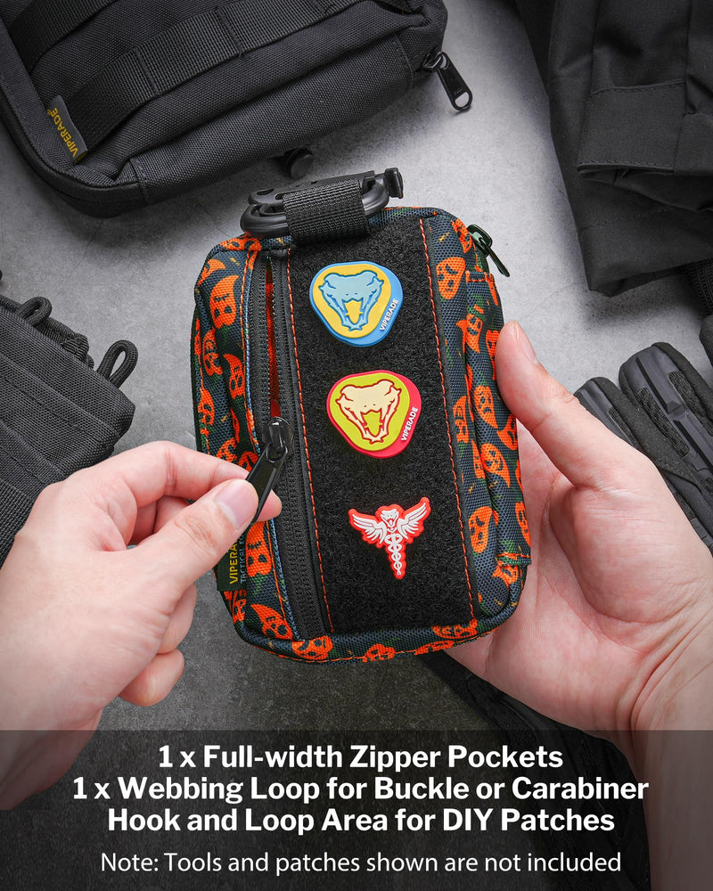 VIPERADE VE26 EDC Pouch Organizer with 11 Compartments, Small Tool Pouch with DIY Patches Area, EDC Pocket Organizer for Mutitools Spicy Pattern