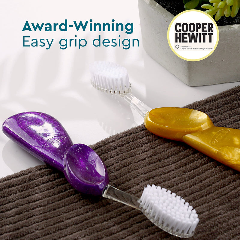 RADIUS Big Brush BPA Free & ADA Accepted Toothbrush Designed to Improve Gum Health & Reduce Gum Issues - Right Hand - Midnight Sky/ Marble/ Soda Pop Eco Grind - 3 count (pack of 1) Midnight Sky/Marble/Soda Pop Eco Grind 1 Count (Pack of 3)