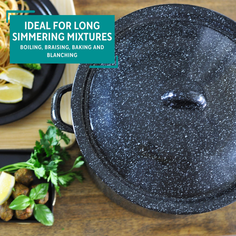 MIRRO 7.75qt Enamel Stock Pot, Black 7.8 Quarts