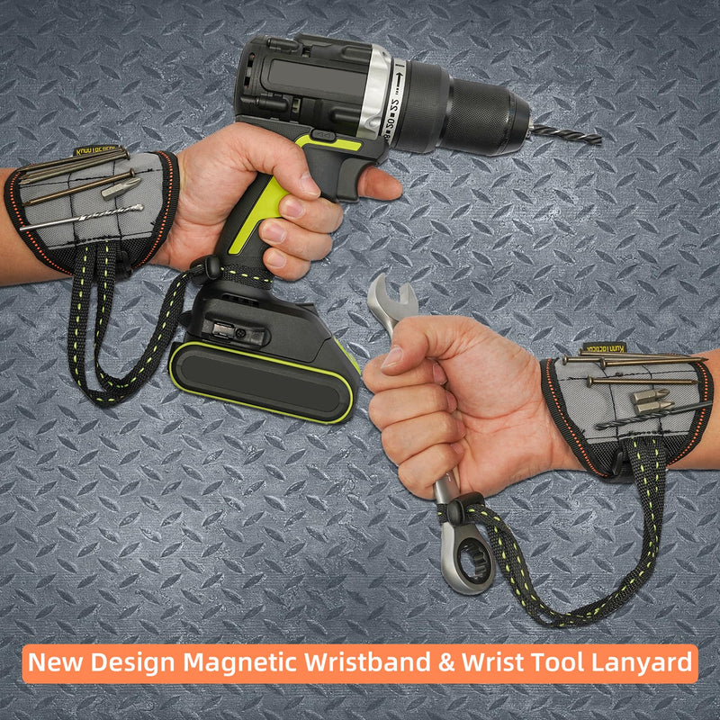 KUNN Tool Belt Suspender with Magnetic Wristband for Framer Carpenter Electrician Tool Belt(Gray Color) SW001A-Gray