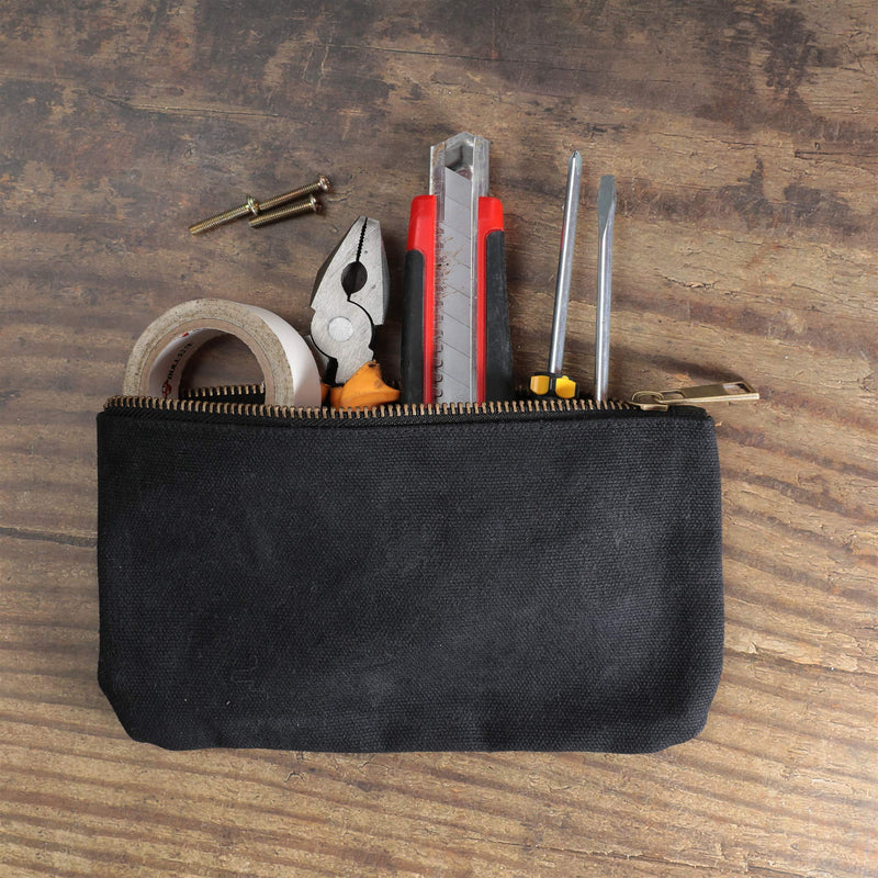 4-Pack 16oz Waxed Canvas Tool Bags, Water Resistant Tools Organizer Pouch, Portable 2 Sizes Tool Bag (Black,Khaki,Navy,ArmyGreen) S1 Black/Khaki/Navy/Army Green
