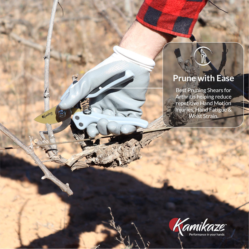 KAMIKAZE Heavy-Duty Professional Pruning Shears for Gardening, Ergonomic Comfort Handle, SK5 High-Carbon Steel Bypass Blade, Cuts Branches Up to 1 Inch, Garden Clippers for Tree and Shrub Trimming Medium Handle Bypass