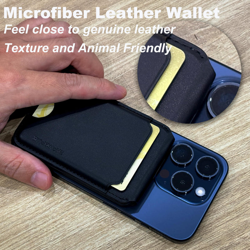 Magnetic Wallet for iPhone MagSafe Wallet with Adjustable Stand for iPhone 15 Pro Max/15 Pro/15/15 Plus/iPhone 14 13 12 Plus, 3 Subzone for 6 Cards RFID Blocking Black Stand Flat Basic
