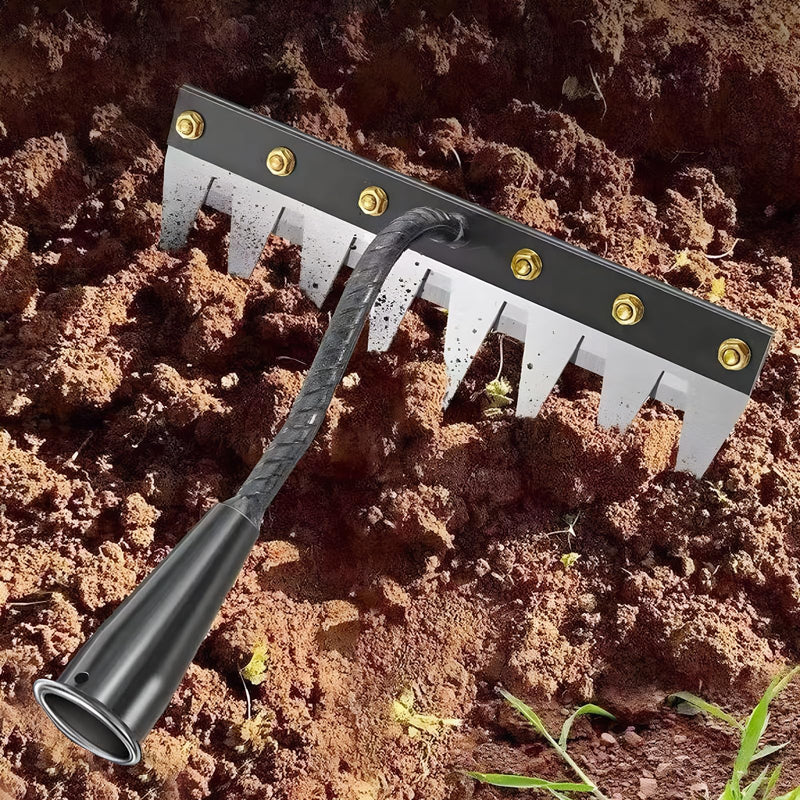 2 in 1 Iron Rake 2.0 for Gardening & Weeding,Multi-Tine Carbon Steel Garden Cultivator Rake | Weed Puller Tool & Uprooting Weeder for Gardenia | for Weeding, Cultivating, Lawn(No Handle Included)