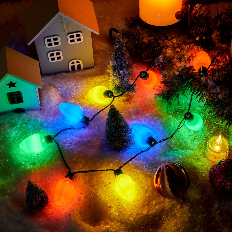 JOYIN 12 Packs Christmas LED Light Up Bulb Necklaces 9 Bulbs LED Necklaces Holiday Costume Accessories for Christmas Xmas Party Favor Party Supply