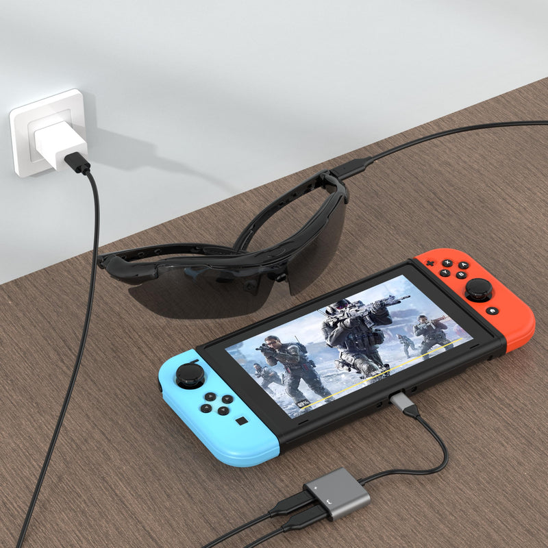 USB C to AR Glasses and Charging Adapter, Charge and Play, Suitable for Switch, Steam Deck, iPhone 15 & Viture/Rokid/Xreal AR Glasses