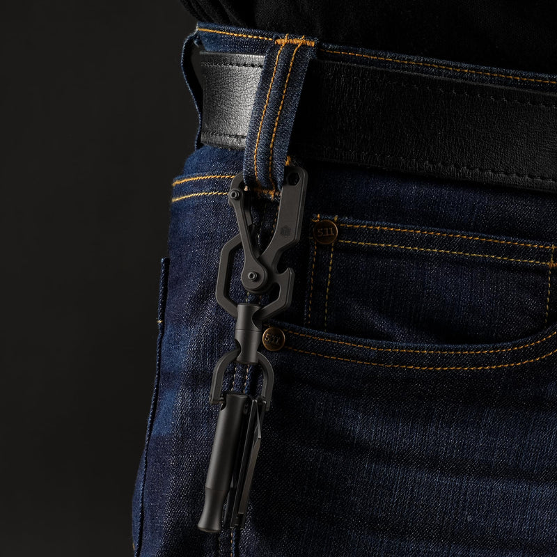 KeyUnity Titanium Carabiner Keychain Tool, 3 Functions in 1 Multitool for Everyday Carry (KU06BK) Ku06bk