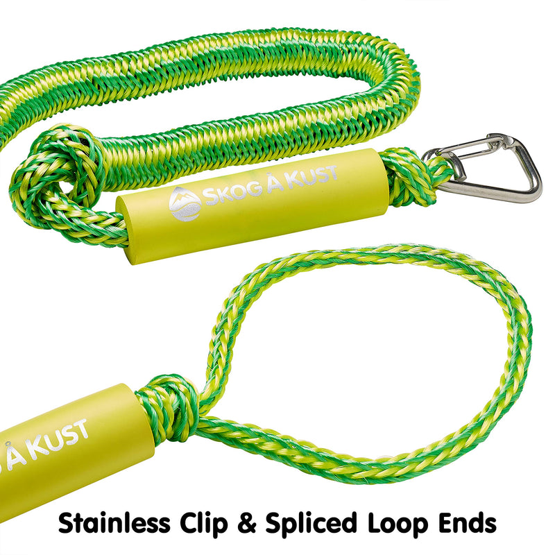 Skog Å Kust Premium PWC Bungee Dock Lines 2-Pack: 4 & 6 Foot Lengths Green & Yellow