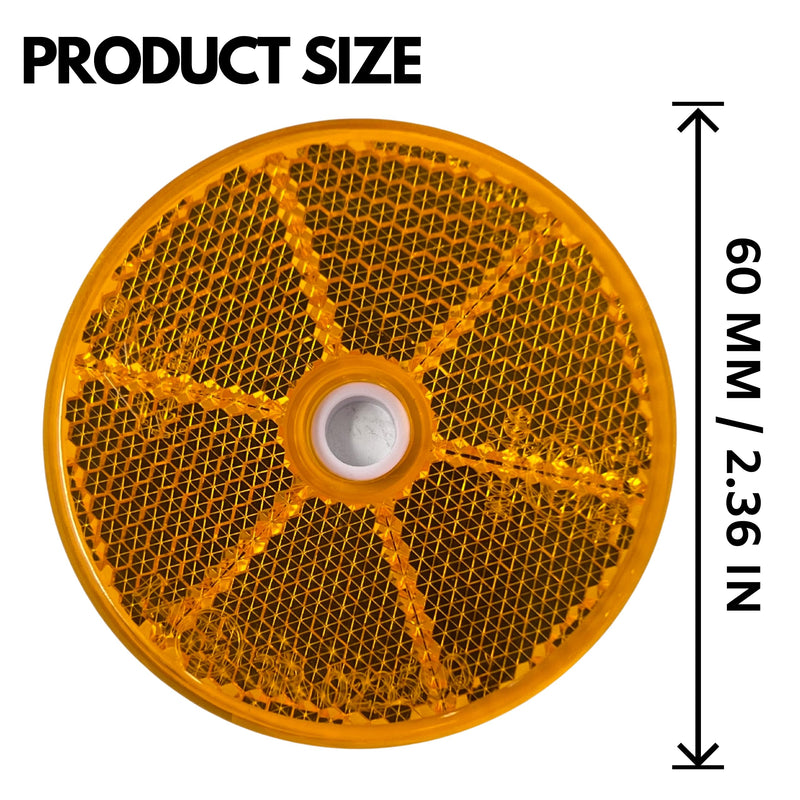 Class A 2" Round Reflector with Center Mounting Hole - Red/Amber/White for Trailers, Trucks, Automobiles, Mail Boxes, Boats, SUV's, RV's, Industrial Applications (2x Amber) 2x Amber