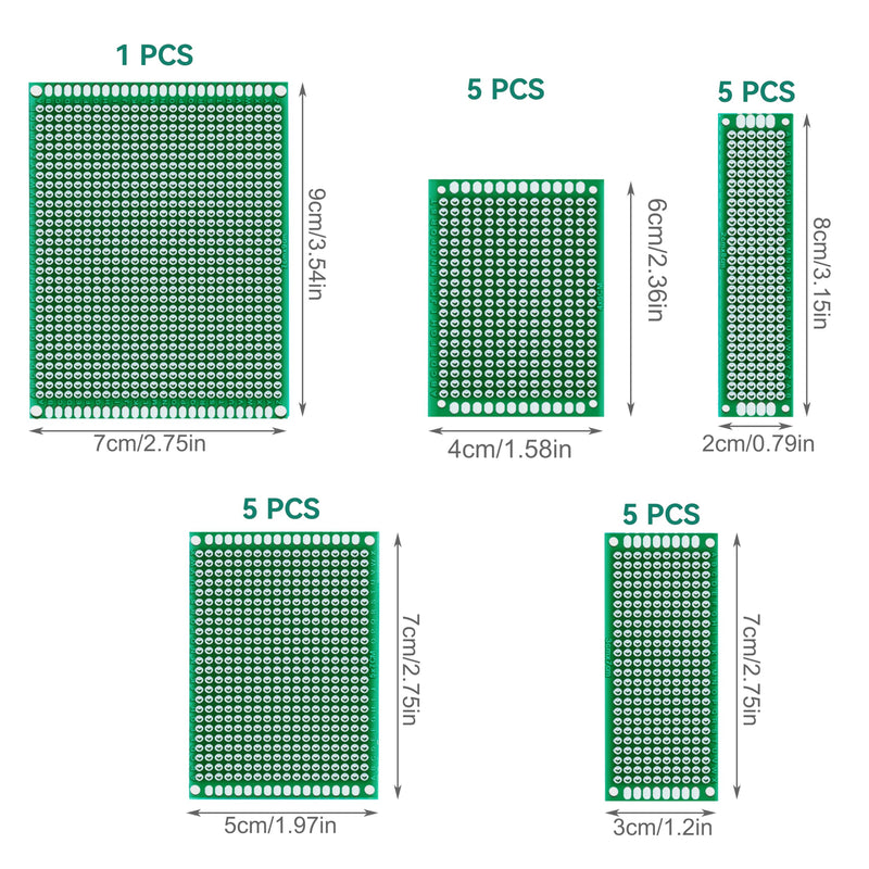 78 pieces hole grid plate kit, 21 double-sided PCB board circuit board hole grid board hole board, 22 pieces male female 40 pin header, 15 pieces 2P & 3P screw terminal with 20 tablets nylon column