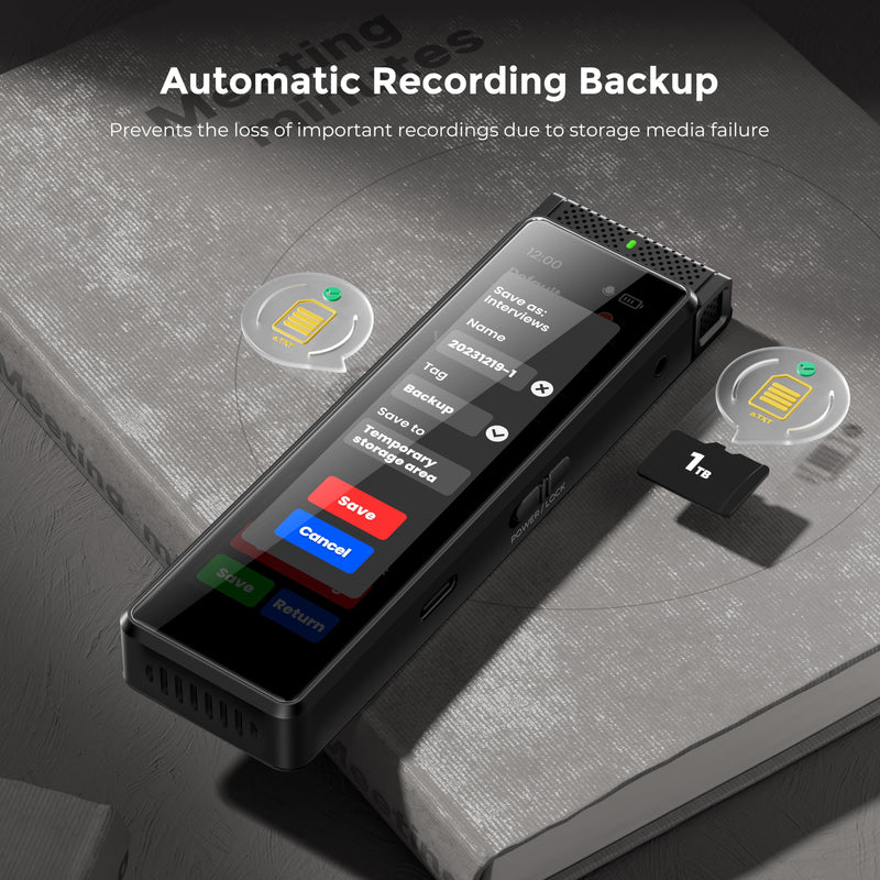136GB Digital Voice Recorder with Playback, Innioasis R1 Full Touchscreen Voice Recorder with AI Intelligent Transcription and Bluetooth, Voice Activated Sound Audio Recorder Device with Mic (Black) Black 136GB