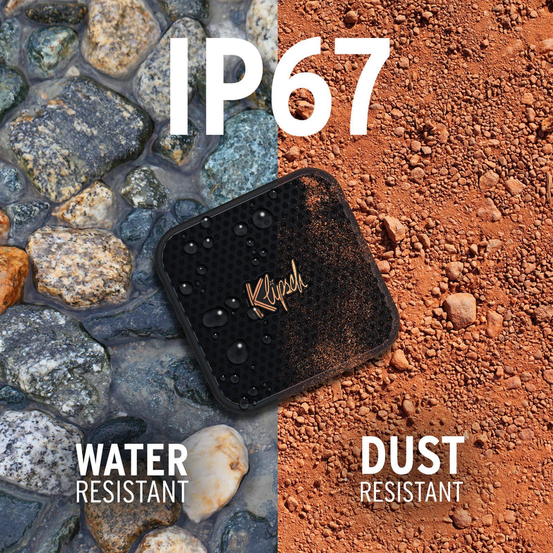 Klipsch The Austin Portable Bluetooth Speaker with a 1.5" Full Range Driver, IP67 dust and Waterproof Rating, 12 Hours of Playtime for a Premium Live Concert Experience BLACK