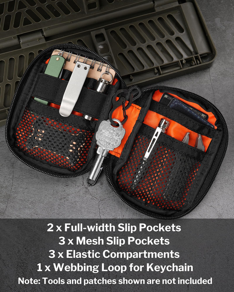 VIPERADE VE31 Small EDC Pouch, Men's Pocket Organizer, Small EDC Organizer Multitool Pouch for Camping/Hiking/Bushcraft (Black) Black