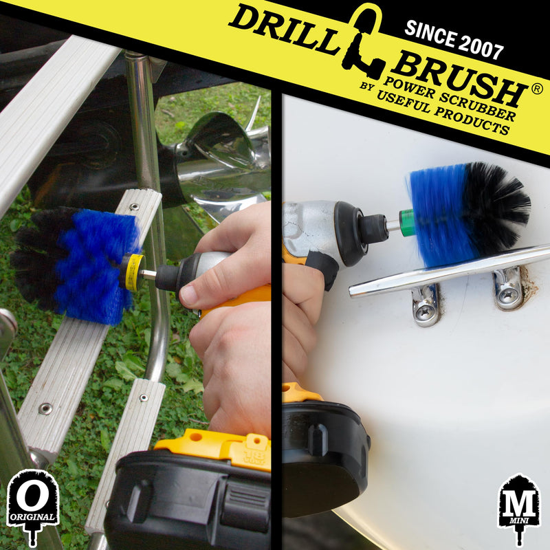 Drill Powered Scrubbing Brush Heads - Professional Boat Detailing Accessories - Aquatic Cleaning Supplies - Tank Scrubbing Brush - Boat Hull Cleaning Tools - Barnacle Busting Brush - Detailing Set Blue