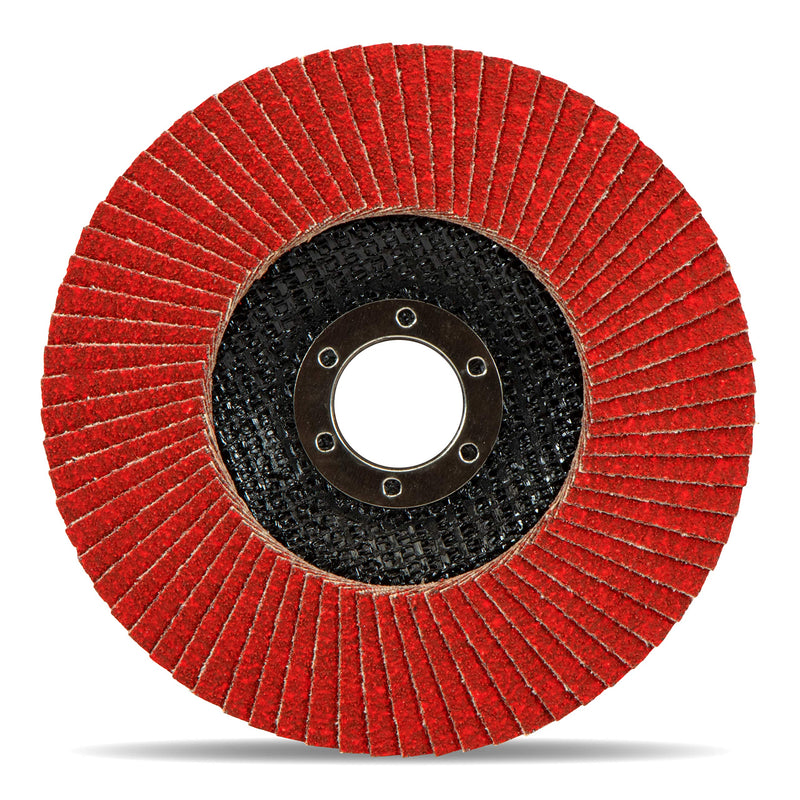 High-performance ceramic flap disc │ red │ 10 pieces │ Ø 125 mm │ grain 120 │ self-sharpening ceramic grain │ grinding disks │ flap disks