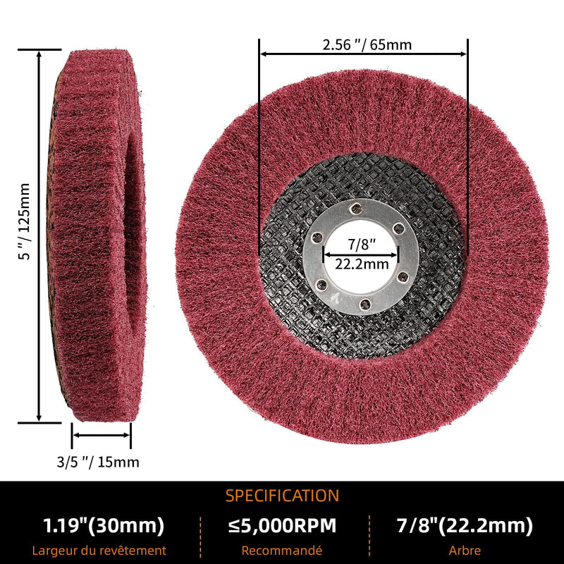 SI FANG 12.5 x 2.2cm Nylon Fiber Sanding Disc, 8 Pack Grit 320/180 Polishing Wheel for Angle Grinder, Cleaning, Deburring and Rust Removal | Polishing wheel for angle grinders 320/180 grit for cleaning, deburring and rust removal