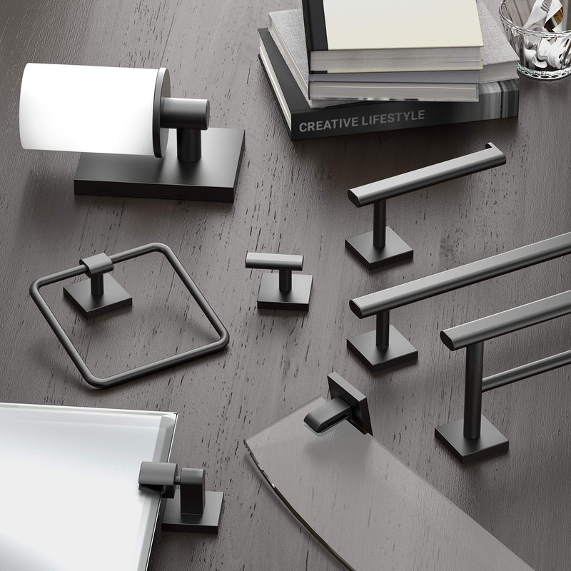 Gatco 4053AMX Elevate Bathroom Standard Toilet Paper Holder, Matte Black Double Post Modern