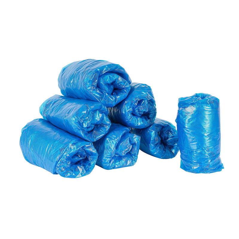 SOFEX Blue Disposable Shoe Covers - Waterproof, Latex-Free PE Shoe Covers, Pack of 100, Rain Cover, Waterproof Protective Covers for Construction Sites, Medicine, Home Use and Outdoor Use