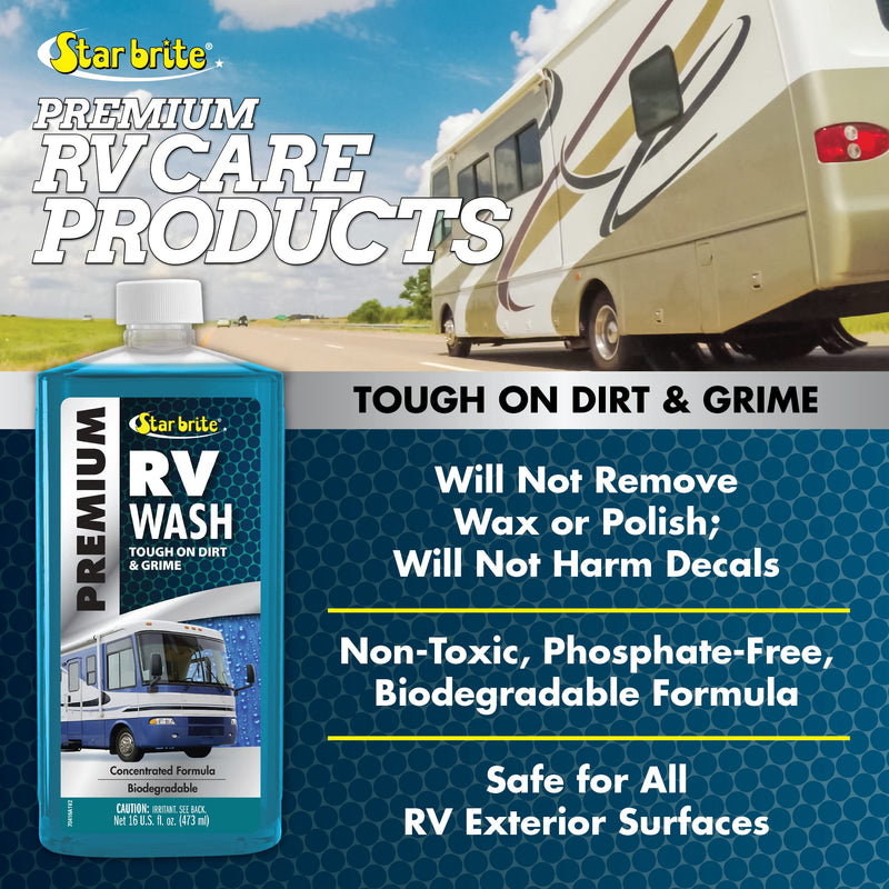 STAR BRITE Premium RV Wash - Ultimate RV Exterior Cleaner for Road Grime & More - Ideal for All Camper Surfaces - 16 OZ (070416P)