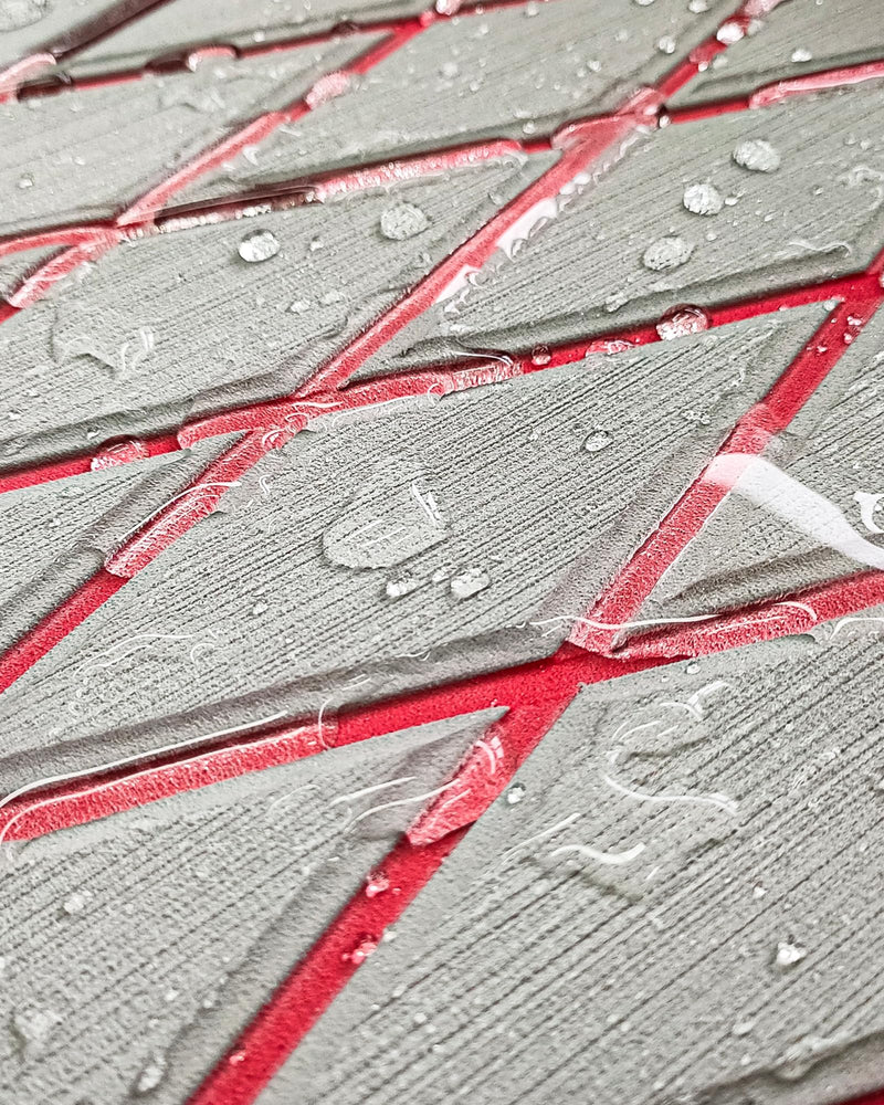 KXKZREN EVA Foam Boat Flooring Decking Sheet 6mm Thick Diamond Anti-Slip Marine Flooring Mat Self Adhesive Deck Pad for Bass Boat Yacht Motorboat RV Cooler Tops,47.2" x 94.5" / 27.6"x74.8" Grey With Red Diamond Seam Lines 94.5 x 16 inch , 10.59 sq.ft