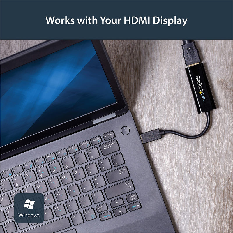 StarTech.com USB 3.0 to HDMI Adapter - 1080p (1900x1200) - Slim/Compact USB Type-A to HDMI Display Adapter Converter for Monitor - External Video & Graphics Card - Black - Windows Only (USB32HDES)