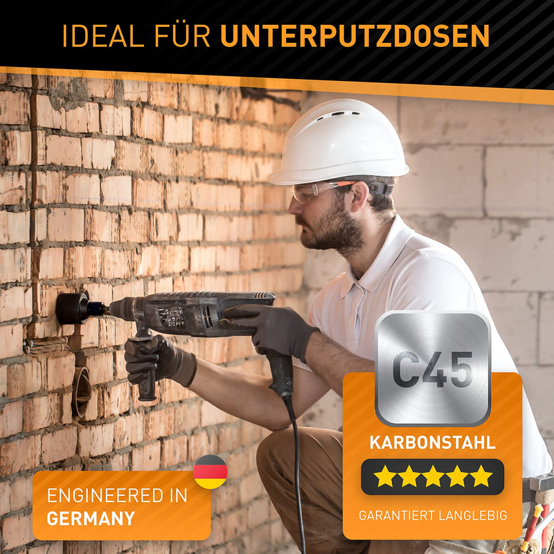 HARDTWERK Turbo drill bit 68 mm SDS Plus [XXL teeth] - can drill, hammer impact resistant for sockets in masonry, stone, concrete, drywall - socket drill, crown drill