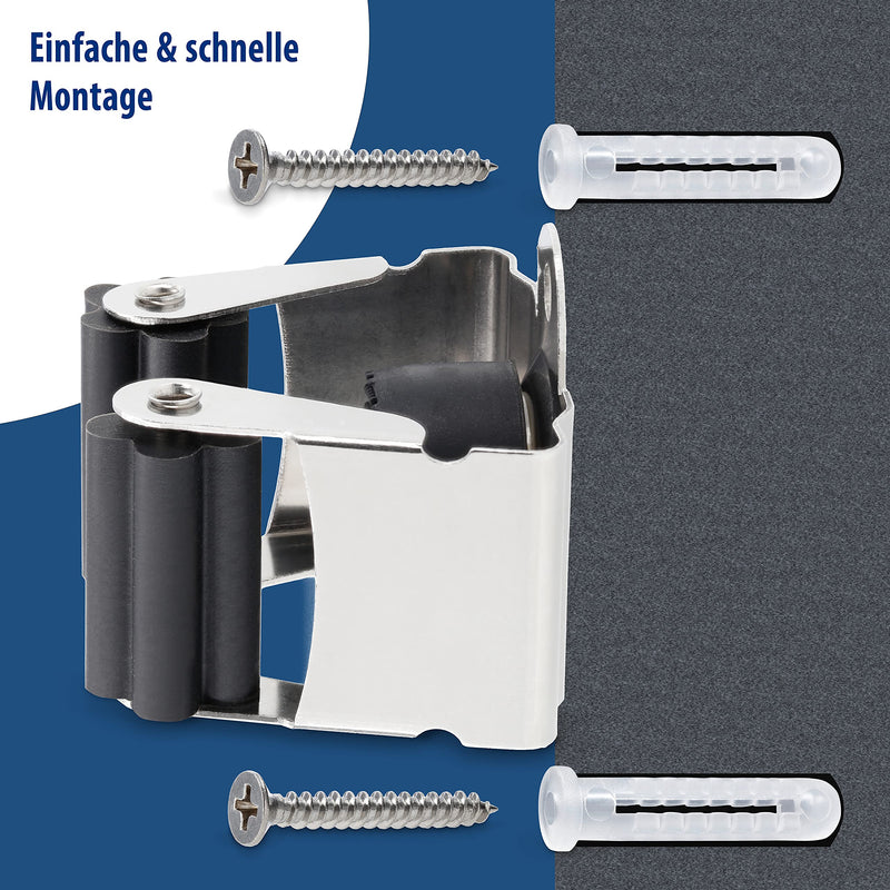 Maila Tool Holder (Set of 15) - Robust 304 Stainless Steel - Broom Holder Wall with Strong Clamping Effect, Wall Mount for Broom as Tool Holder 15 pieces Stainless steel