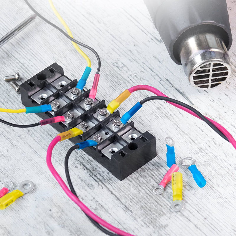 Wirefy Yellow ring cable lugs shrink connector M8 - solderless cable lugs assortment - ring cable lug crimp connector 4-6 mm² - 90 pieces 90 pieces. Yellow - M8 - 4 - 6 mm²