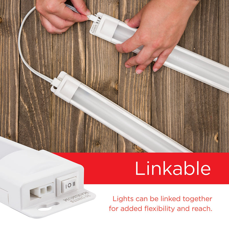 UltraPro 24 inch Plug-in Linkable Under Cabinet Lights, High/Low/Off, Warm White Light (2700K), LED Under Cabinet Lighting, Under Counter Lights for Kitchen, 44107