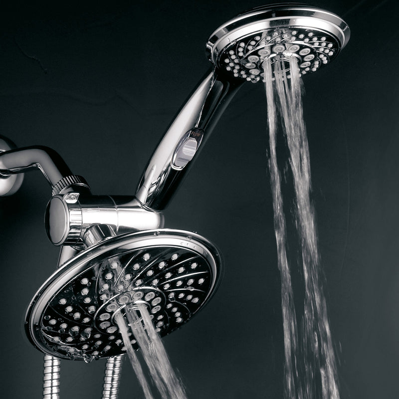 HotelSpa - Shower Heads with Handheld Spray - High Pressure Shower Head - 6 Inch Showerhead, 4 Inch Handheld Shower Head - 2-in-1, 30-Setting Shower Heads, 5-to-7 Foot Shower Hose, Showerspa (Chrome) 7 ft Hose Chrome