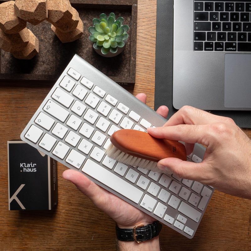 Keyboard Cleaner & Desk Brush - Multi-Use Designer Brush & Screen Cleaner for Computers, Laptops - Dust and Dirt Remover - Perfect for Apple MacBook, Gaming Desk Accessories (goat hair) White Goat Hair
