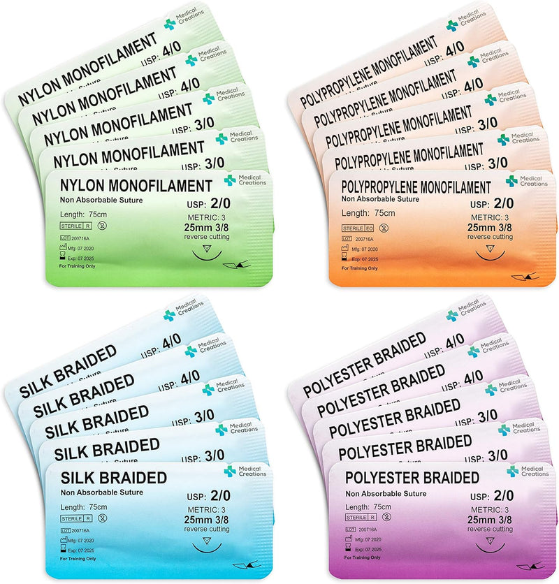 Suture Practice Kit w Suturing Guide E-Book,[Large Case Large Pad & Variety of Sutures w Slots] 4th Gen Pad, Tools Suture Needles by Medical Professionals for Residents Med Dental Vet School Students