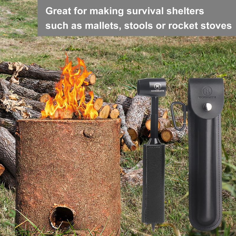 KOSIBATE Bushcraft Gear, Hand Auger Wrench for Easy Wood Drilling - Settlers Wrench and Bushcraft Tools Perfect for Camping and Woodworking Tasks-Scotch Eye Wood Drill with Leather Case Brown Black