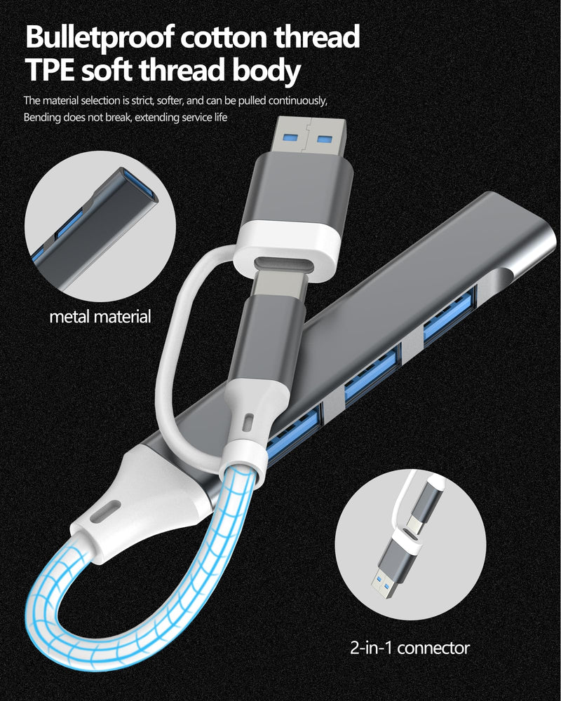 USB C USB-A to OTG Adapter(4in2)for Apple 3.0 Dongle for iPhone 16 15 Pro Max Macbook Laptop Thunderbolt Docking Station Extension for iPad PC Converter Card Reader Compatible for Samsung S25 S24 S23